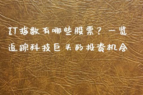 IT指数有哪些股票？一览追踪科技巨头的投资机会_https://m.lcjysmgs.com_基金管理_第1张