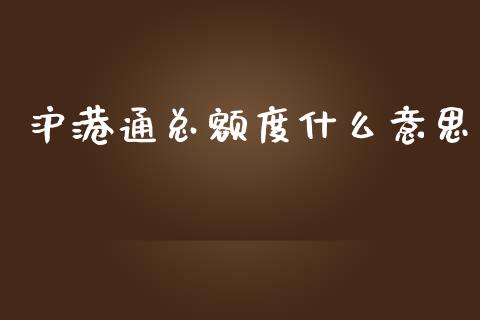 沪港通总额度什么意思_https://m.lcjysmgs.com_基金管理_第1张