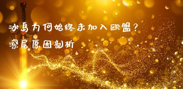 冰岛为何始终未加入欧盟？深层原因剖析_https://m.lcjysmgs.com_基金管理_第1张