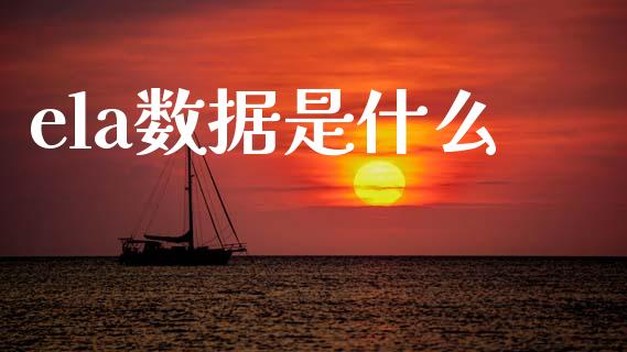 ela数据是什么_https://m.lcjysmgs.com_股权投资_第1张
