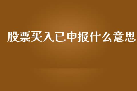 股票买入已申报什么意思_https://m.lcjysmgs.com_股票交易_第1张