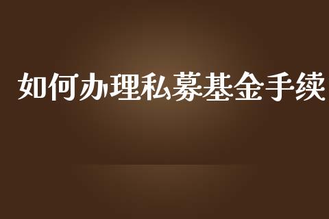 如何办理私募基金手续_https://m.lcjysmgs.com_金融服务_第1张