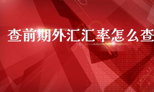 查前期外汇汇率怎么查_https://m.lcjysmgs.com_股票交易_第1张