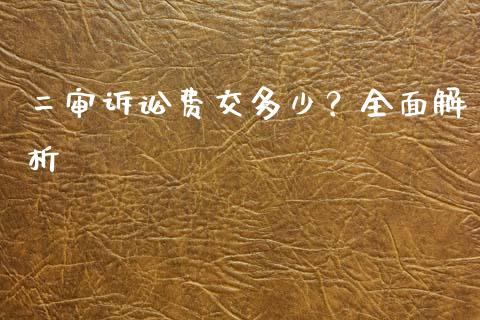 二审诉讼费交多少？全面解析_https://m.lcjysmgs.com_基金管理_第1张