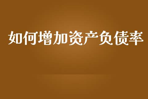 如何增加资产负债率_https://m.lcjysmgs.com_股权投资_第1张