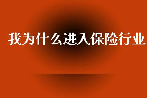 我为什么进入保险行业_https://m.lcjysmgs.com_股权投资_第1张