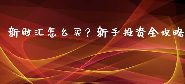 新财汇怎么买？新手投资全攻略_https://m.lcjysmgs.com_金融服务_第1张