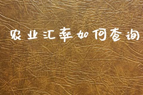 农业汇率如何查询_https://m.lcjysmgs.com_股票交易_第1张