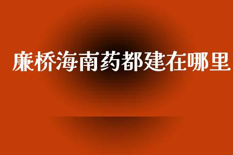 廉桥海南药都建在哪里_https://m.lcjysmgs.com_基金管理_第1张
