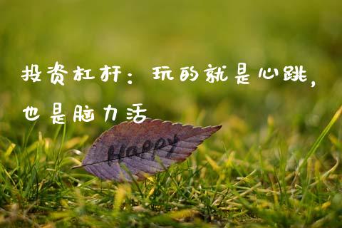 投资杠杆：玩的就是心跳，也是脑力活_https://m.lcjysmgs.com_股权投资_第1张