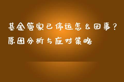 基金管家已停运怎么回事？原因分析与应对策略_https://m.lcjysmgs.com_基金管理_第1张