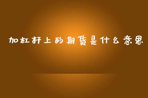 加杠杆上的期货是什么意思_https://m.lcjysmgs.com_基金管理_第1张