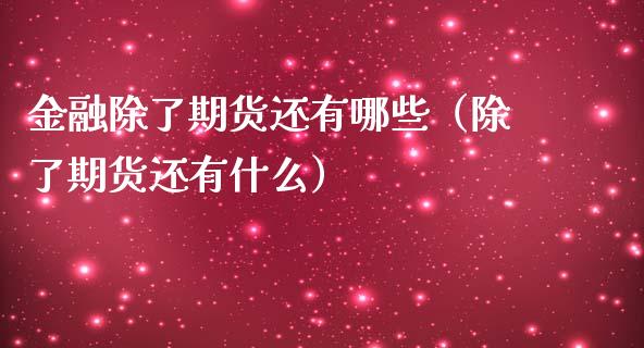 金融除了期货还有哪些（除了期货还有什么）_https://m.lcjysmgs.com_基金管理_第1张
