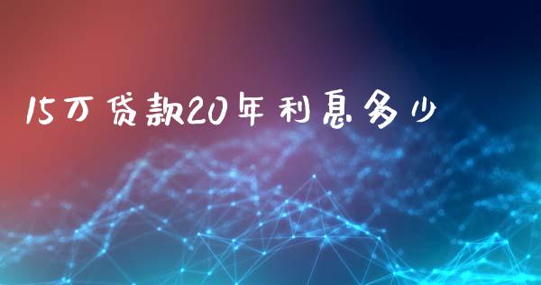 15万贷款20年利息多少_https://m.lcjysmgs.com_股票交易_第1张