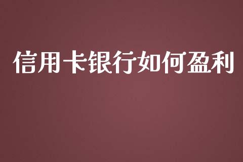信用卡银行如何盈利_https://m.lcjysmgs.com_股票交易_第1张