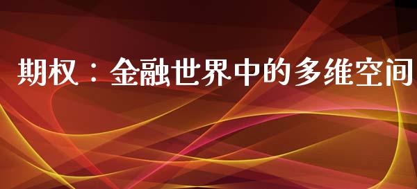 期权：金融世界中的多维空间_https://m.lcjysmgs.com_金融服务_第1张
