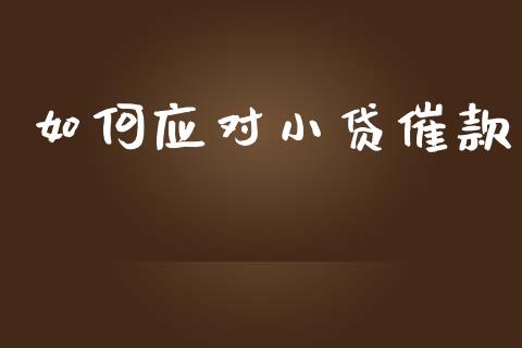 如何应对小贷催款_https://m.lcjysmgs.com_股票交易_第1张