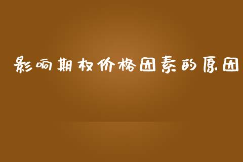 影响期权价格因素的原因_https://m.lcjysmgs.com_基金管理_第1张