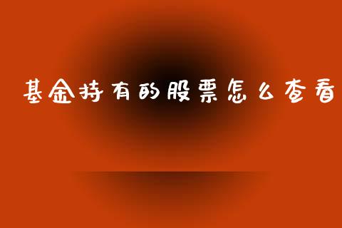 基金持有的股票怎么查看_https://m.lcjysmgs.com_金融服务_第1张