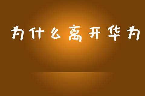 为什么离开华为_https://m.lcjysmgs.com_股票交易_第1张