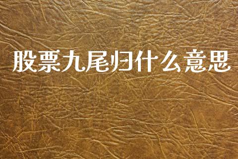 股票九尾归什么意思_https://m.lcjysmgs.com_股票交易_第1张