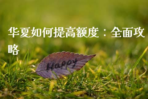 华夏如何提高额度：全面攻略_https://m.lcjysmgs.com_基金管理_第1张