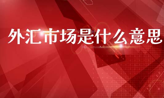 外汇市场是什么意思_https://m.lcjysmgs.com_股票交易_第1张