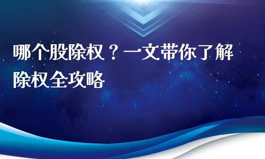 哪个股除权？一文带你了解除权全攻略_https://m.lcjysmgs.com_股权投资_第1张