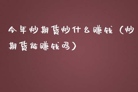 今年炒期货炒什么赚钱（炒期货能赚钱吗）_https://m.lcjysmgs.com_股权投资_第1张