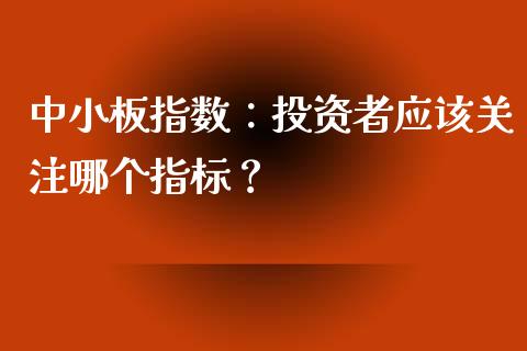 中小板指数：投资者应该关注哪个指标？_https://m.lcjysmgs.com_基金管理_第1张