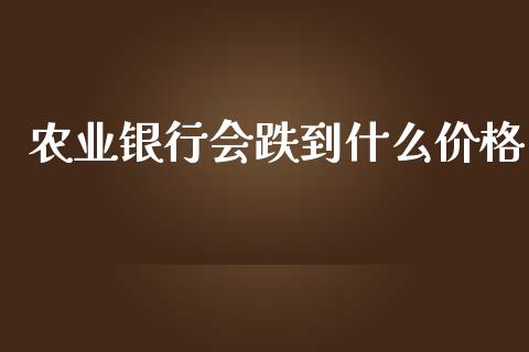 农业银行会跌到什么价格_https://m.lcjysmgs.com_股权投资_第1张
