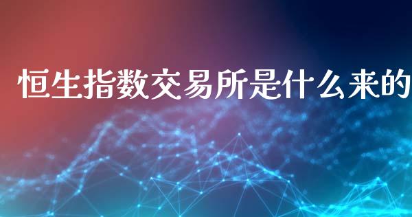 恒生指数交易所是什么来的_https://m.lcjysmgs.com_股权投资_第1张