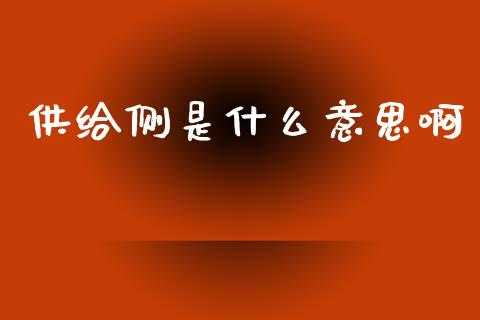 供给侧是什么意思啊_https://m.lcjysmgs.com_股票交易_第1张
