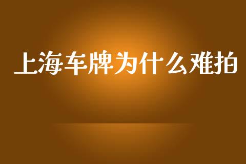 上海车牌为什么难拍_https://m.lcjysmgs.com_金融服务_第1张