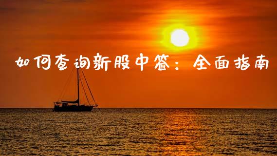 如何查询新股中签：全面指南_https://m.lcjysmgs.com_股票交易_第1张