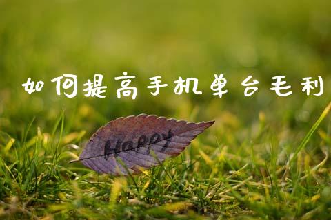 如何提高手机单台毛利_https://m.lcjysmgs.com_股票交易_第1张