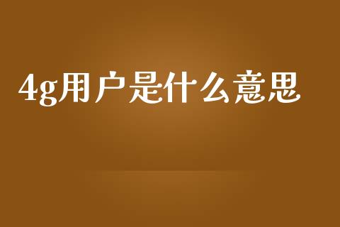 4g用户是什么意思_https://m.lcjysmgs.com_金融服务_第1张