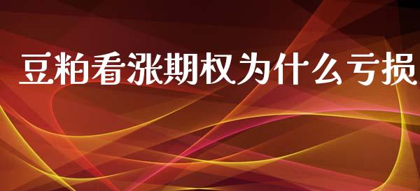 豆粕看涨期权为什么亏损_https://m.lcjysmgs.com_基金管理_第1张