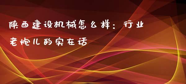 陕西建设机械怎么样：行业老炮儿的实在话_https://m.lcjysmgs.com_基金管理_第1张