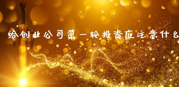 给创业公司第一轮投资应注意什么_https://m.lcjysmgs.com_金融服务_第1张