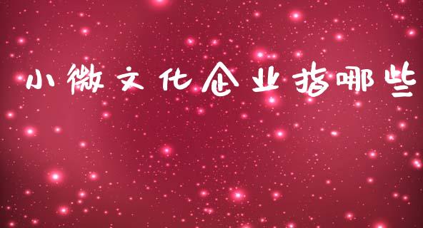 小微文化企业指哪些_https://m.lcjysmgs.com_股票交易_第1张