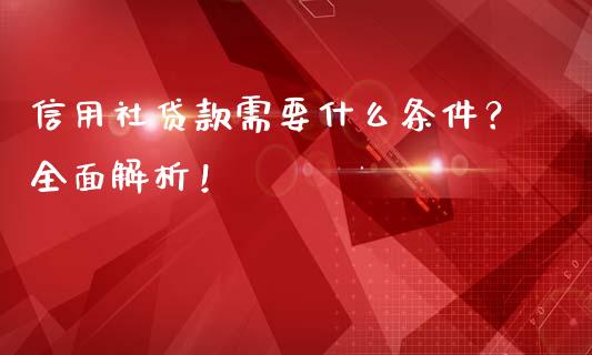 信用社贷款需要什么条件？全面解析！_https://m.lcjysmgs.com_股票交易_第1张