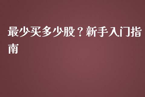 最少买多少股？新手入门指南_https://m.lcjysmgs.com_股权投资_第1张