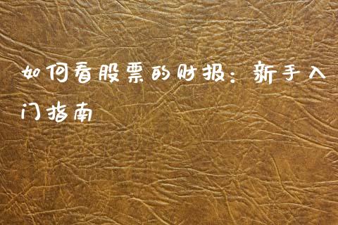 如何看股票的财报：新手入门指南_https://m.lcjysmgs.com_金融服务_第1张