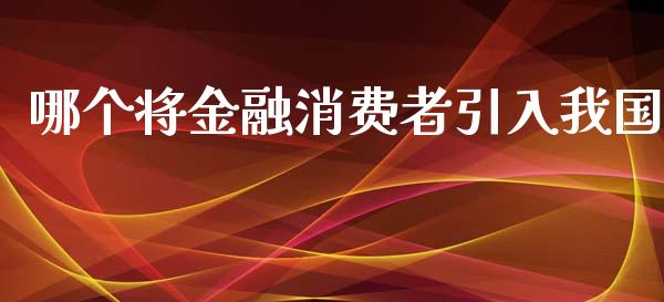 哪个将金融消费者引入我国_https://m.lcjysmgs.com_股权投资_第1张