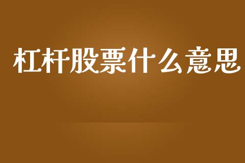 杠杆股票什么意思_https://m.lcjysmgs.com_基金管理_第1张