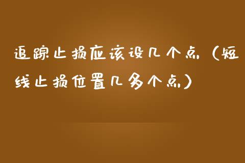 追踪止损应该设几个点（短线止损位置几多个点）_https://m.lcjysmgs.com_金融服务_第1张