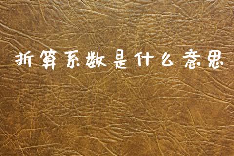 折算系数是什么意思_https://m.lcjysmgs.com_金融服务_第1张