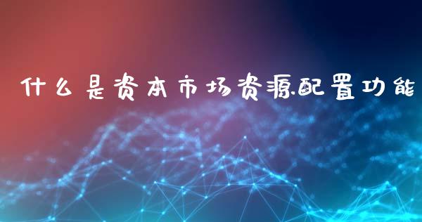 什么是资本市场资源配置功能_https://m.lcjysmgs.com_金融服务_第1张