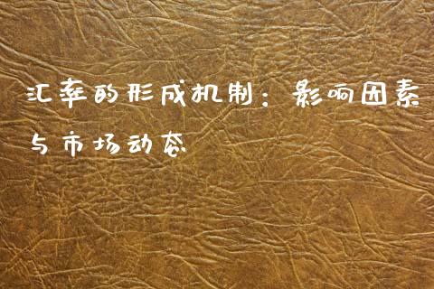 汇率的形成机制：影响因素与市场动态_https://m.lcjysmgs.com_基金管理_第1张